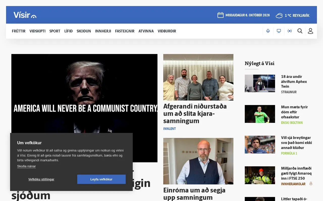 visir.is homepage screenshot