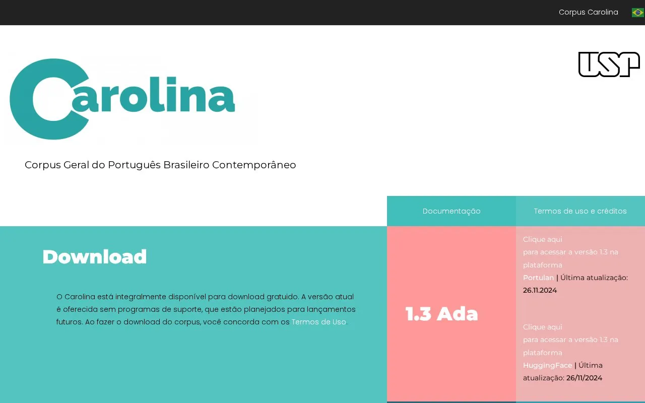 Carolina homepage screenshot