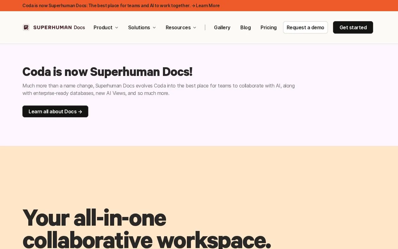 Superhuman Docs homepage screenshot