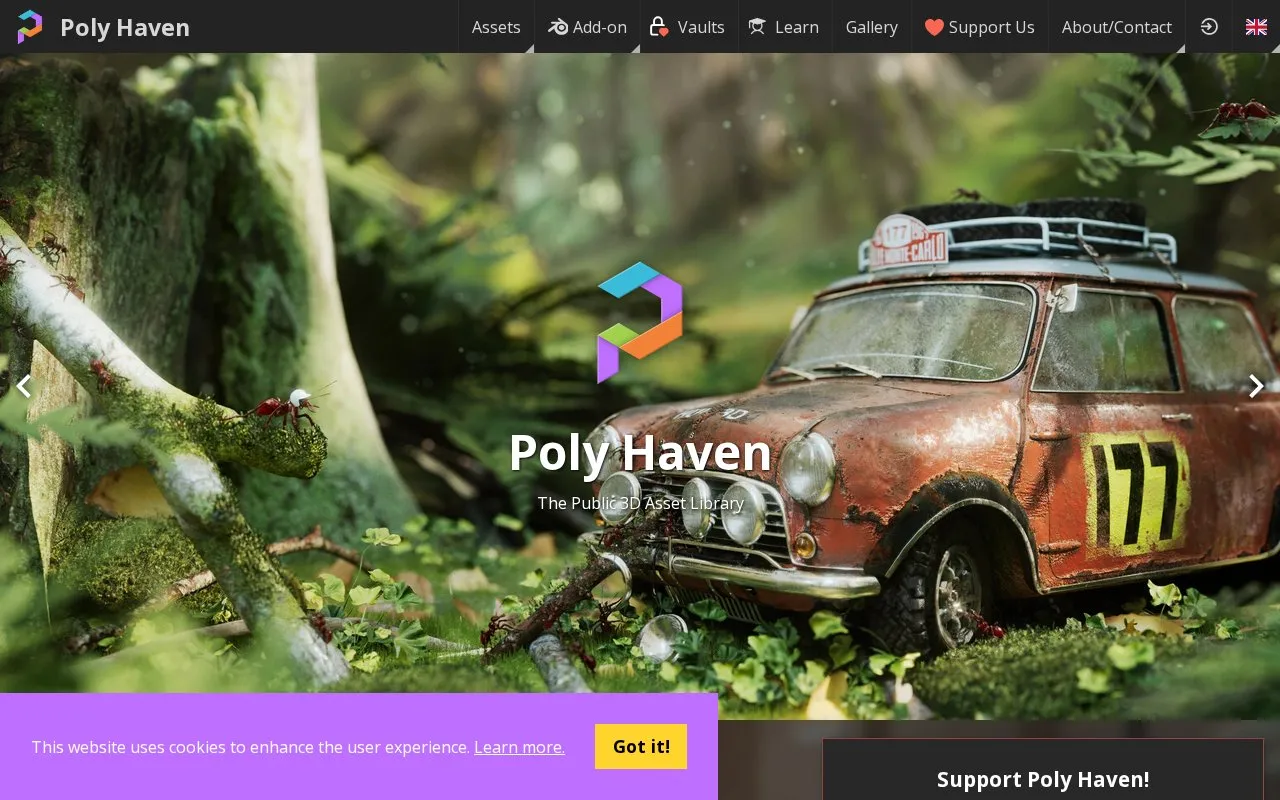 PolyHaven homepage screenshot