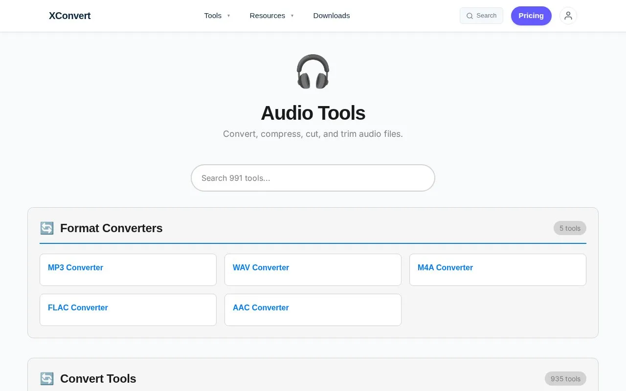 XConvert homepage screenshot