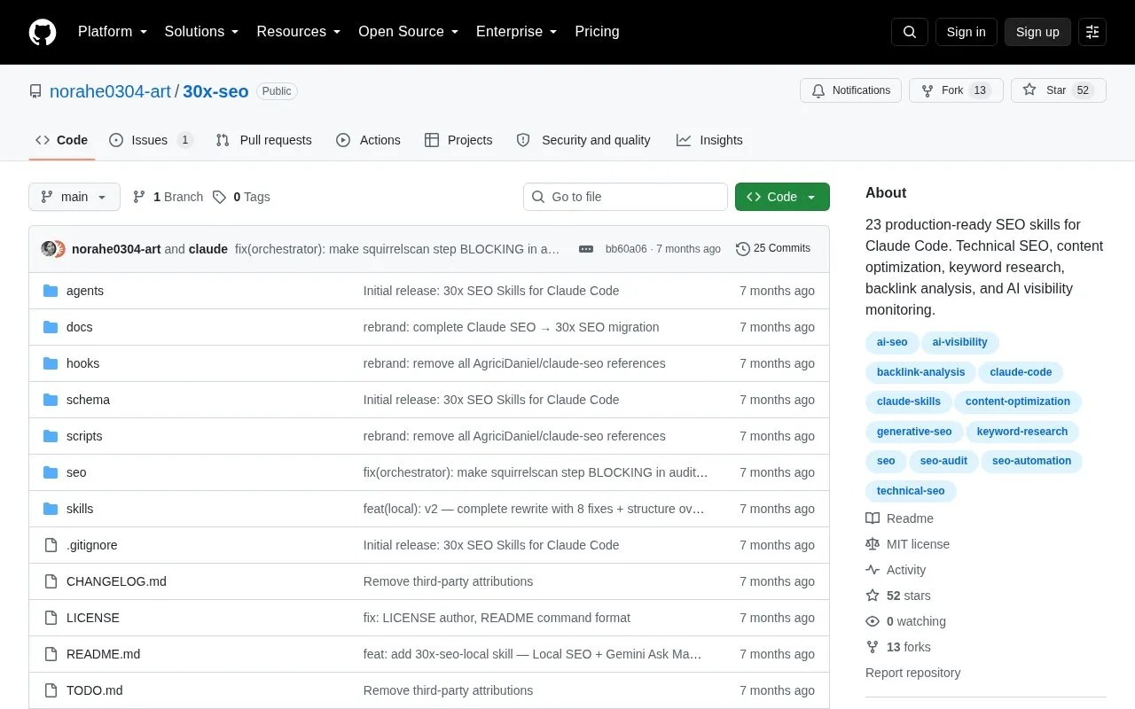 30x-seo homepage screenshot