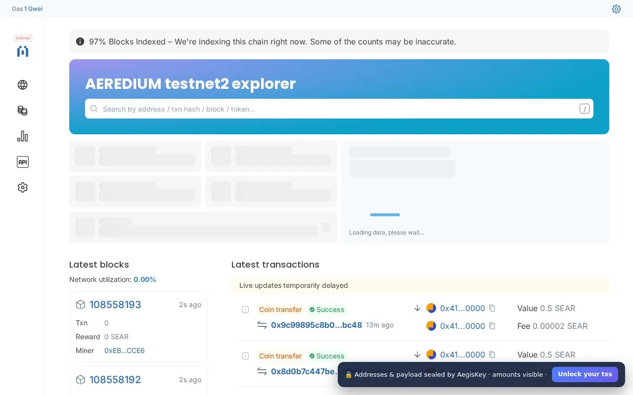 AEREDIUM — AEREDIUM Explorer homepage screenshot