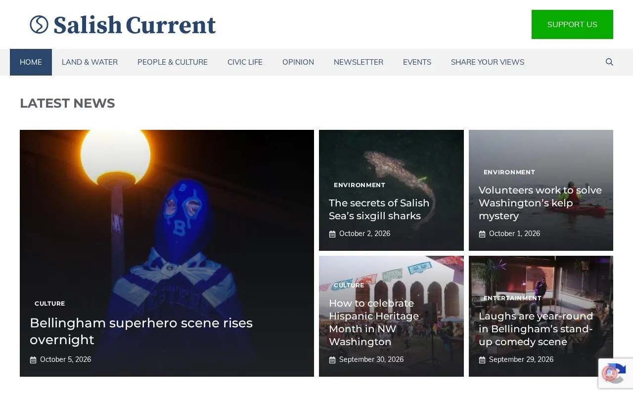 Salish Current homepage screenshot