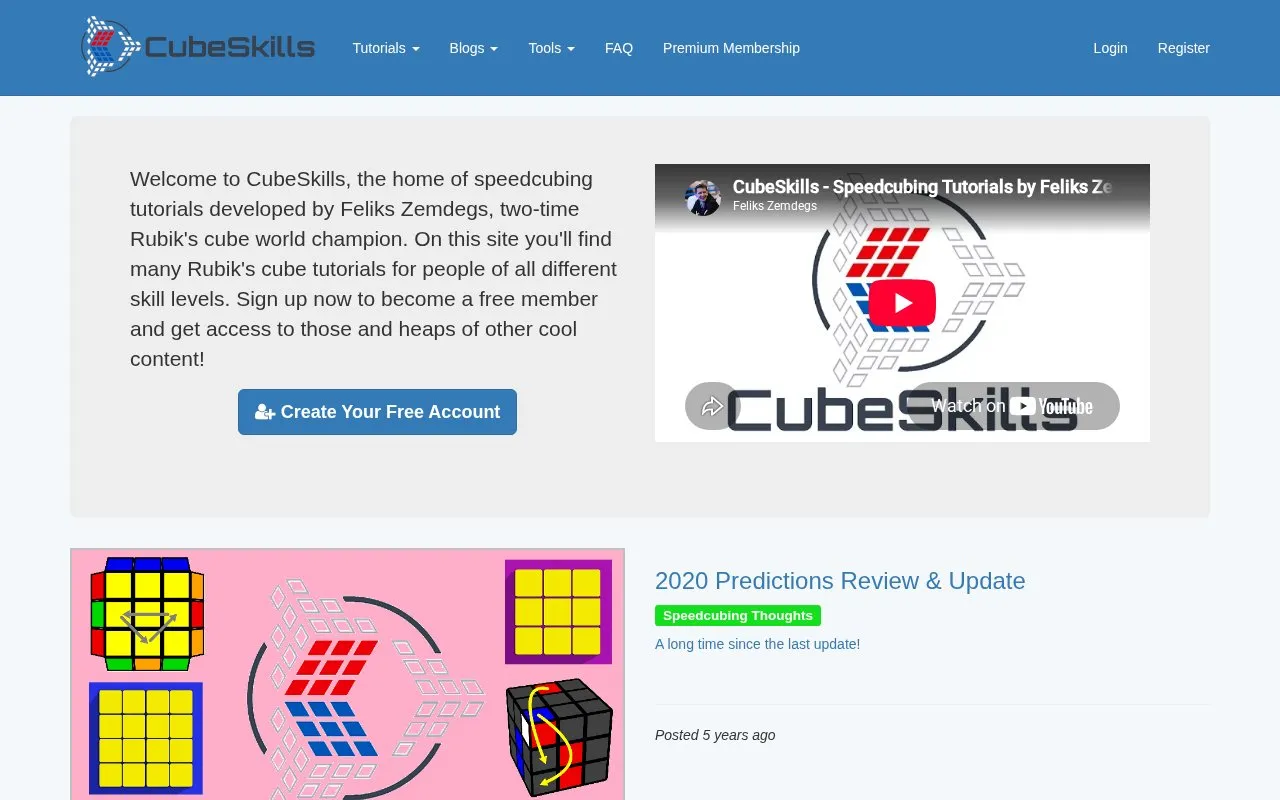 CubeSkills homepage screenshot