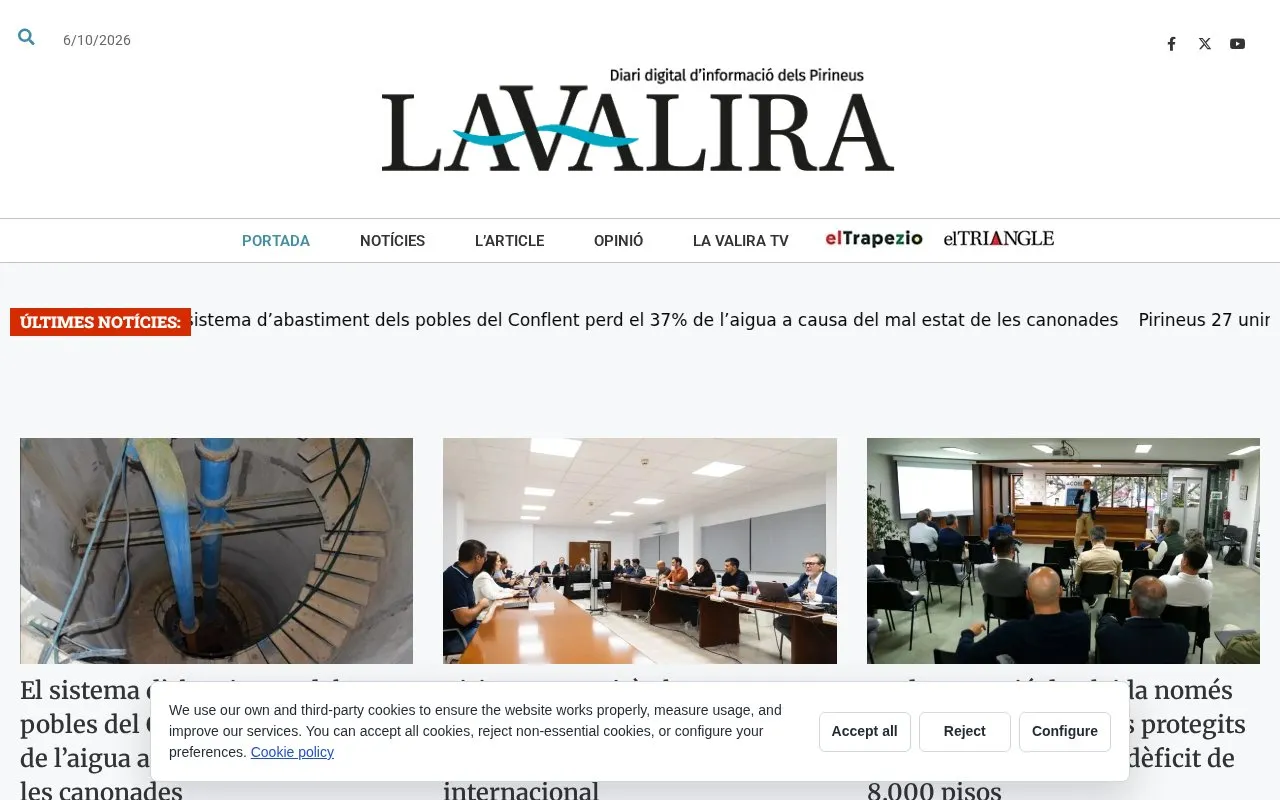 La Valira homepage screenshot