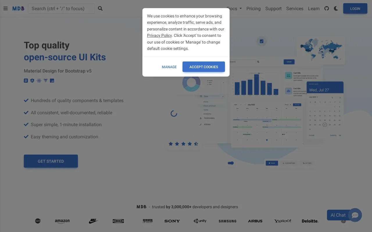 UI Components homepage screenshot