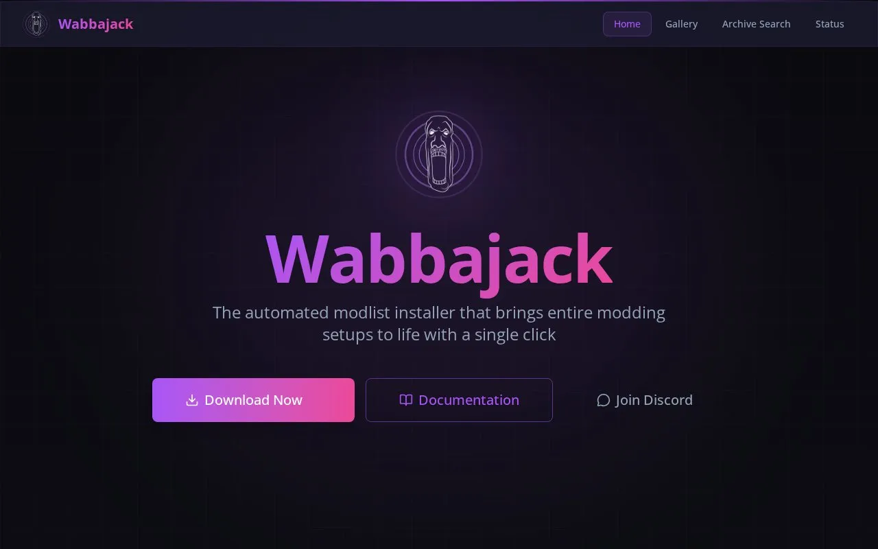 Wabbajack homepage screenshot