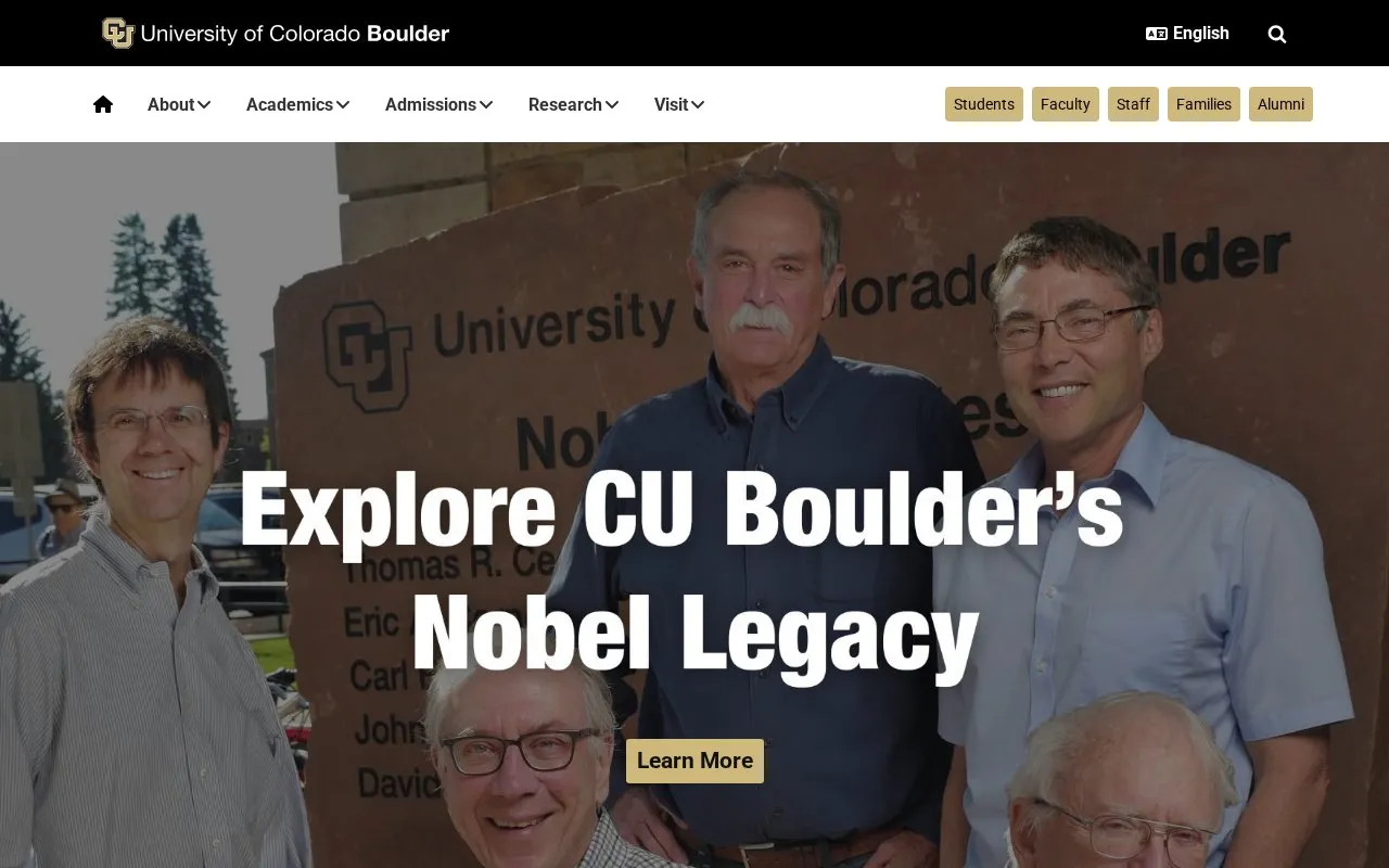 University of Colorado, Boulder homepage screenshot