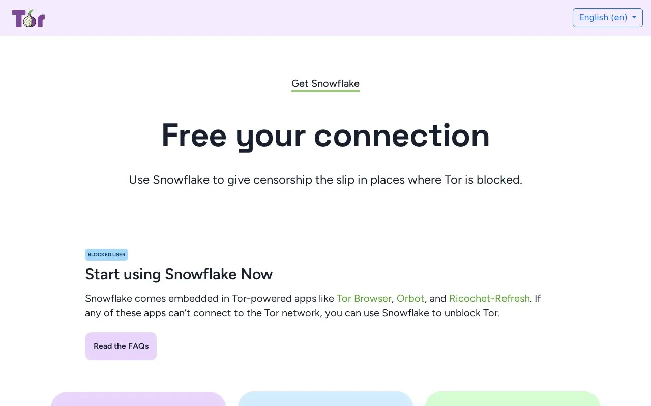 Snowflake homepage screenshot