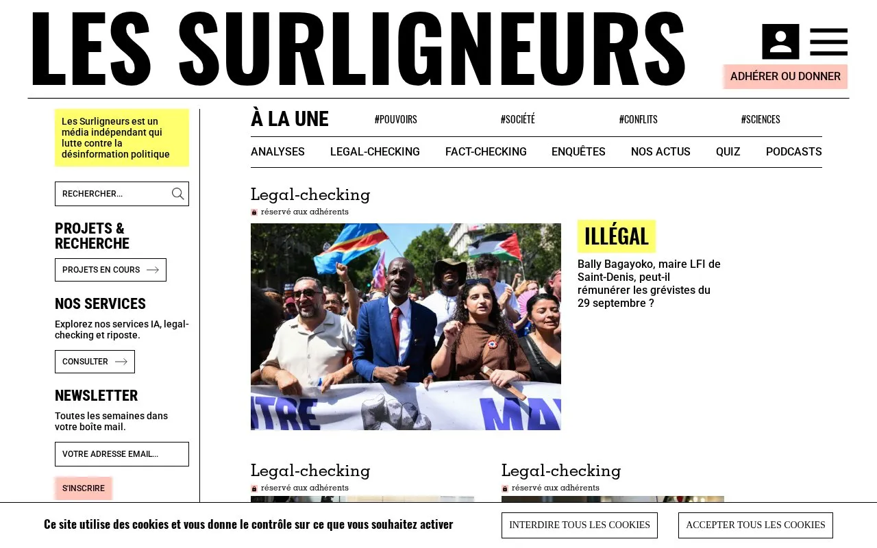 Les Surligneurs homepage screenshot