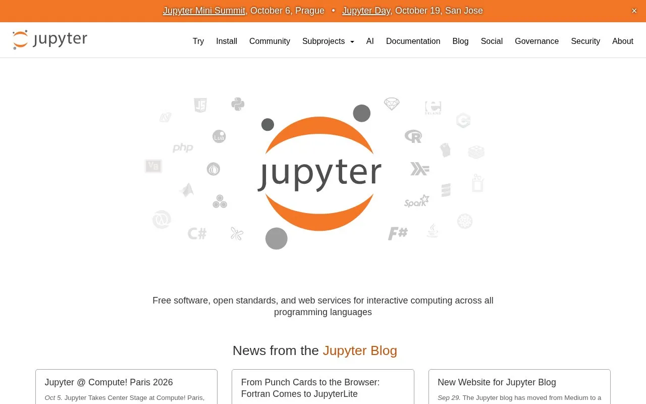Jupyter Notebook homepage screenshot