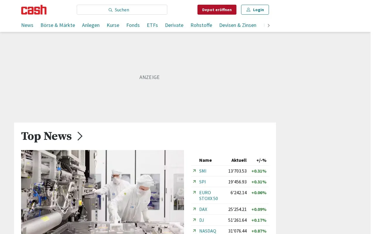Cash homepage screenshot