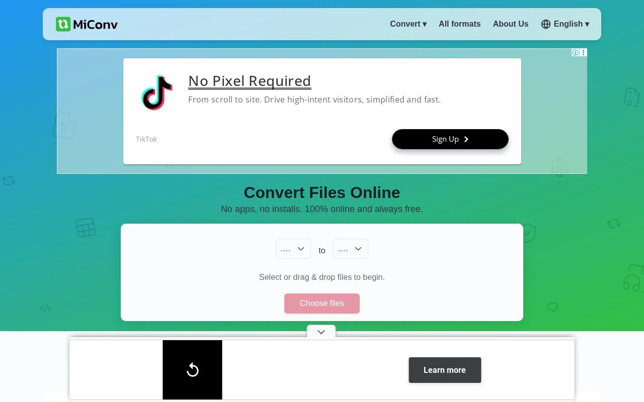 MiConv homepage screenshot