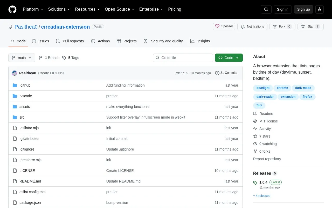 Circadian homepage screenshot