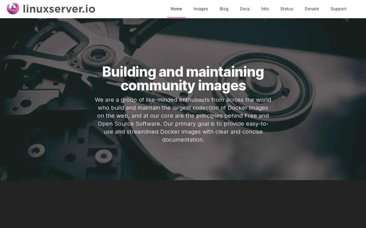 Linuxserver homepage screenshot