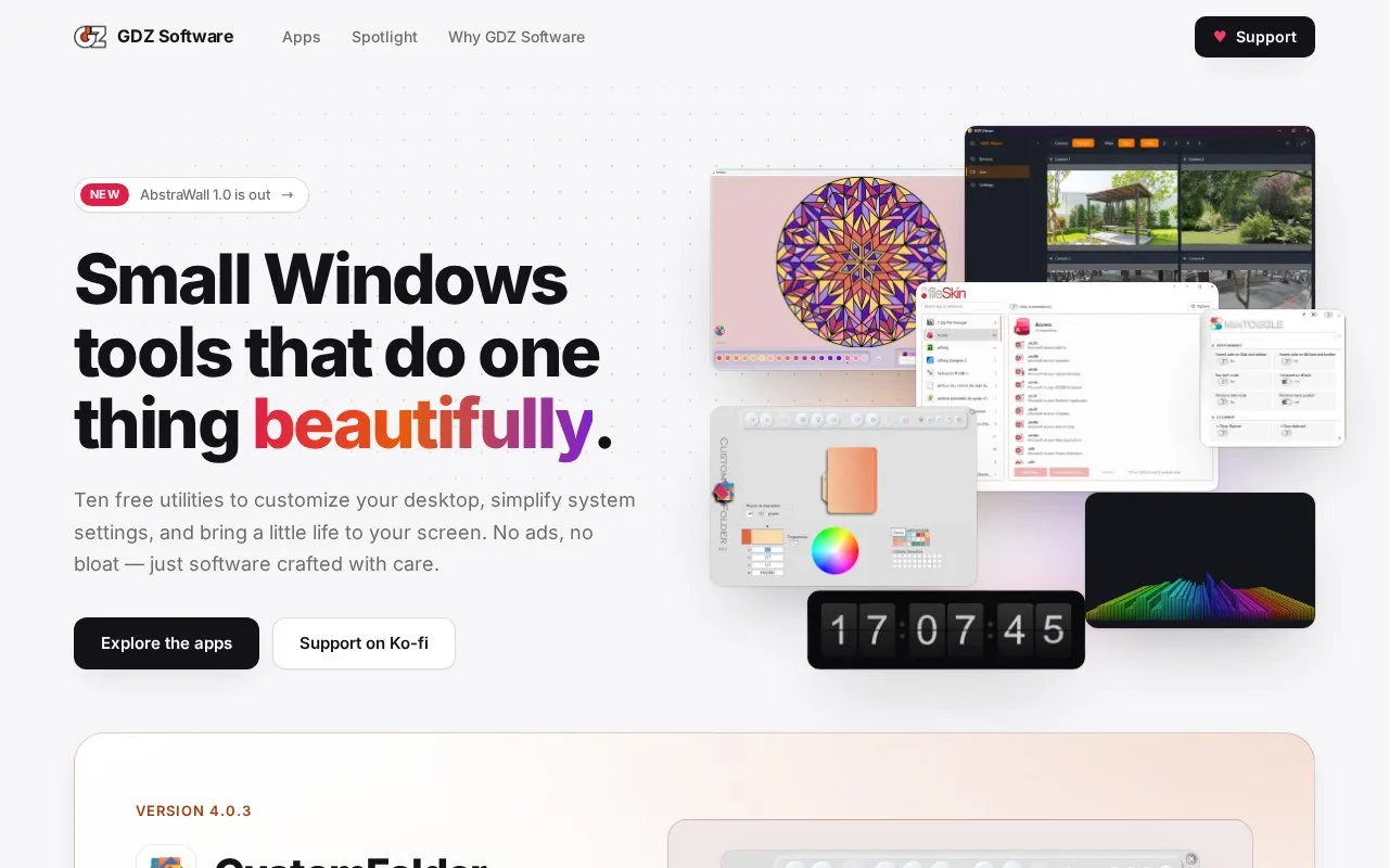 CustomFolder homepage screenshot