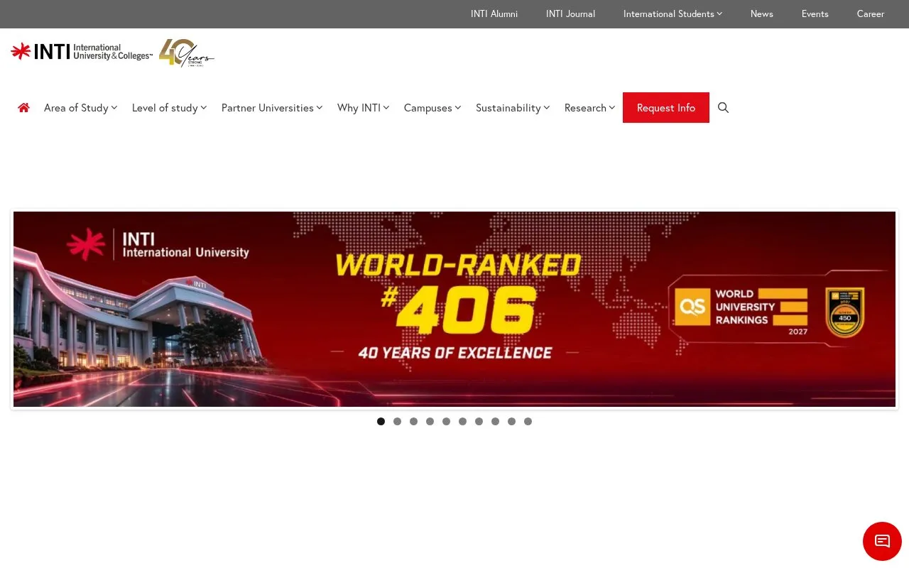 INTI International University & Colleges homepage screenshot