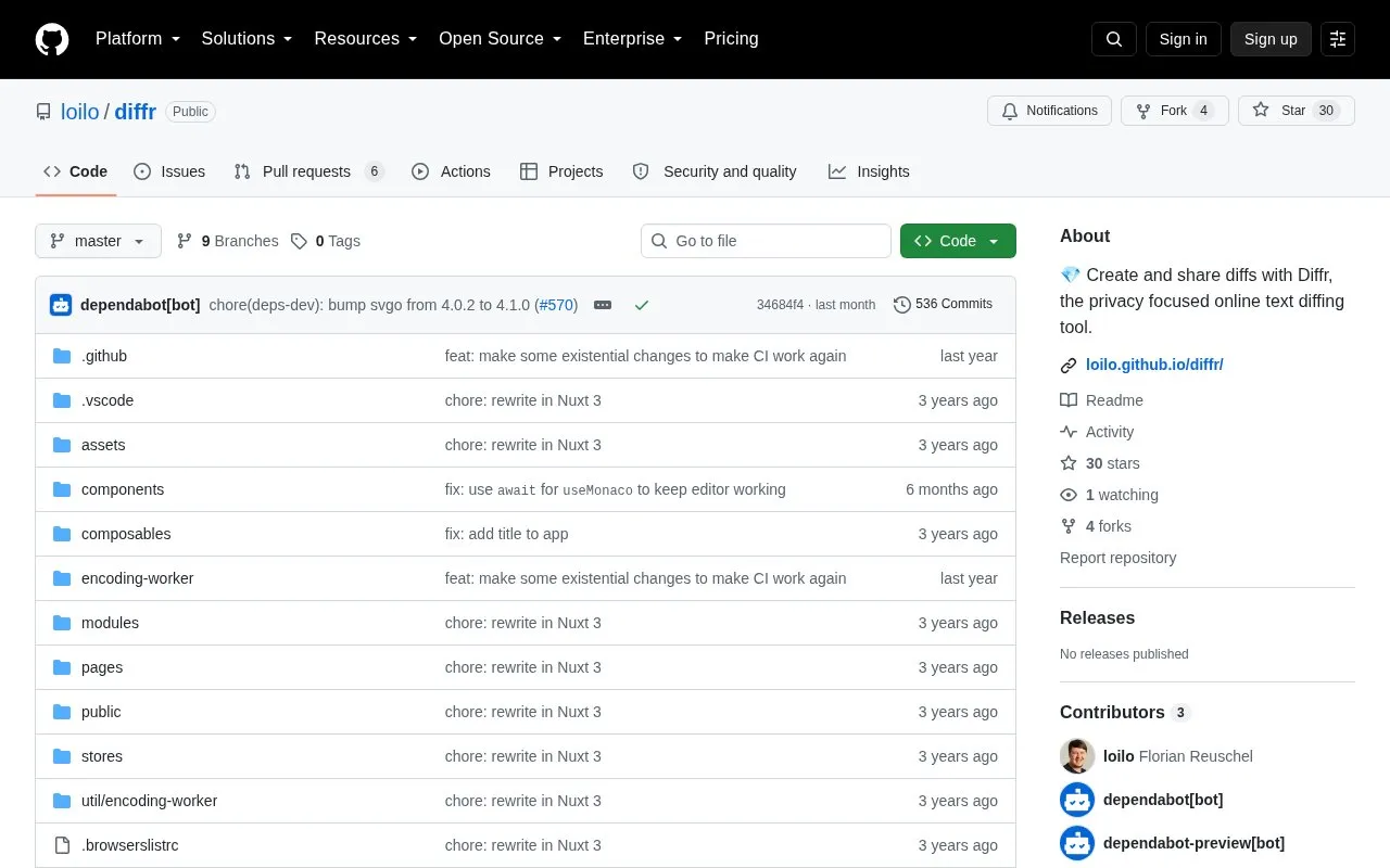 Diffr homepage screenshot