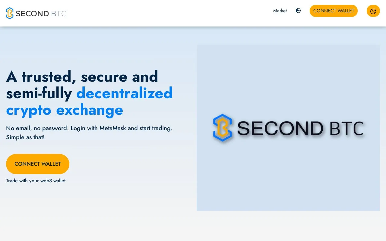 SecondBTC homepage screenshot