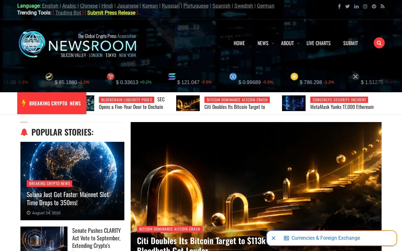 Global Crypto Press homepage screenshot