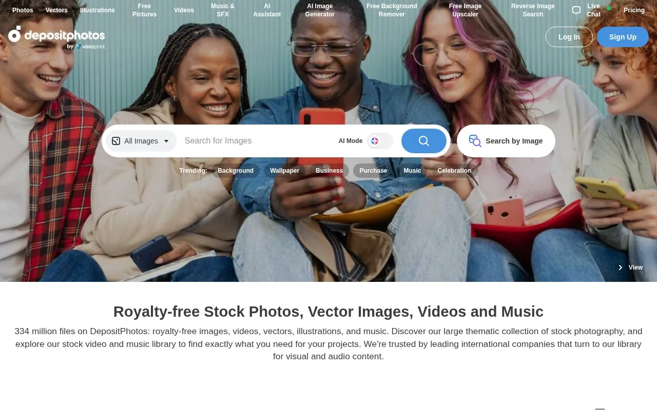 DepositPhotos homepage screenshot