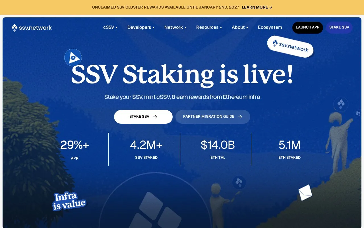 SSV Network homepage screenshot