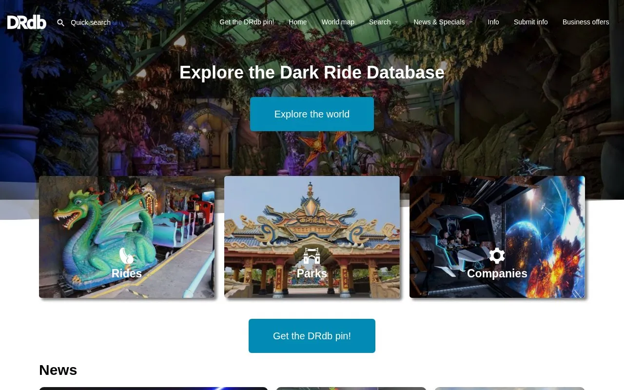 DRdb homepage screenshot