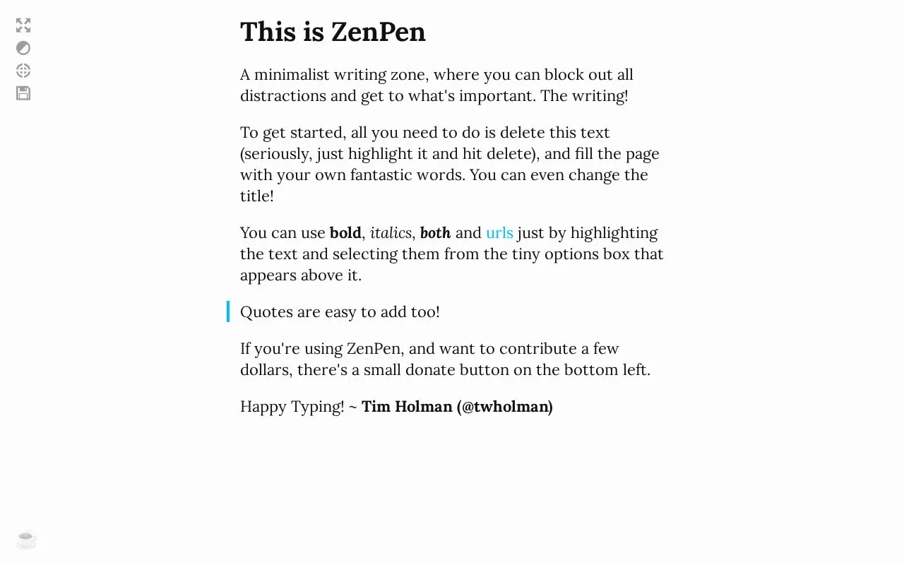 ZenPen homepage screenshot