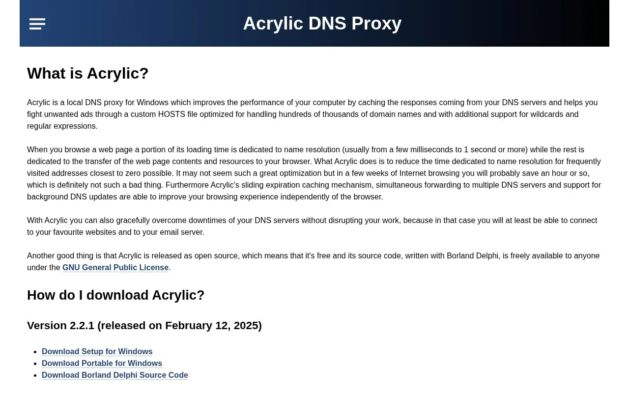 Acrylic homepage screenshot