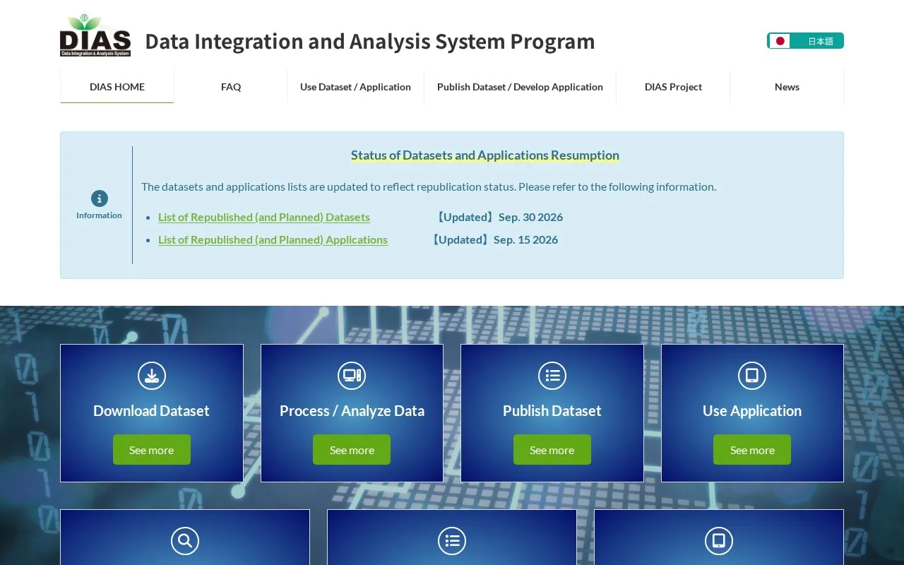 DIAS homepage screenshot