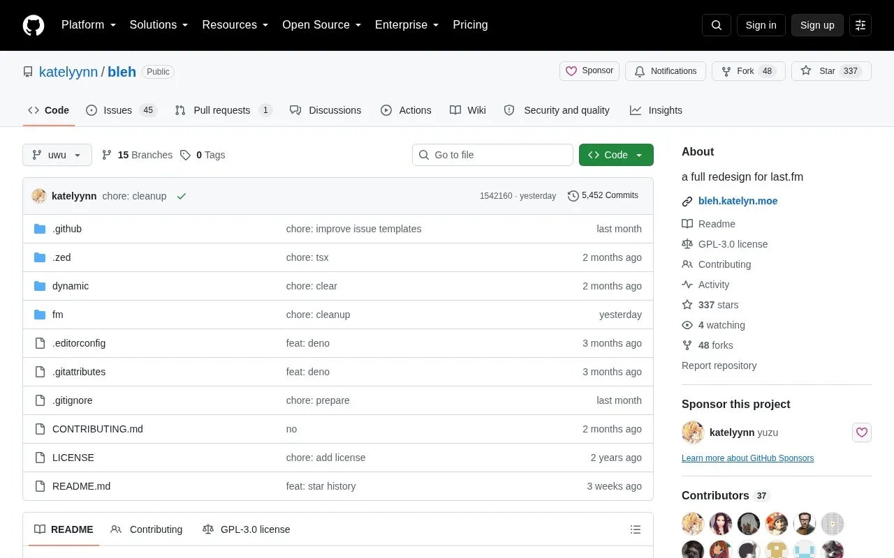 Bleh homepage screenshot