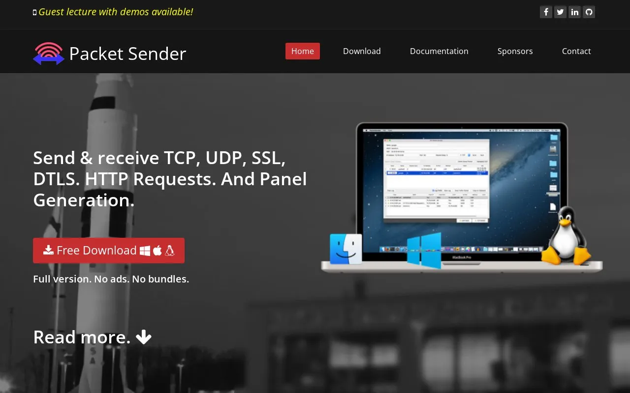 PacketSender homepage screenshot