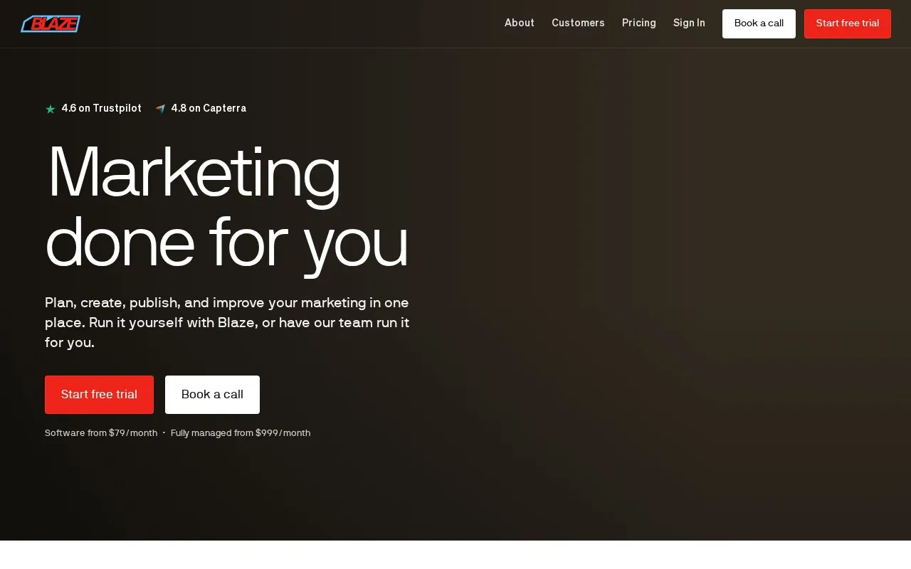 Blaze homepage screenshot