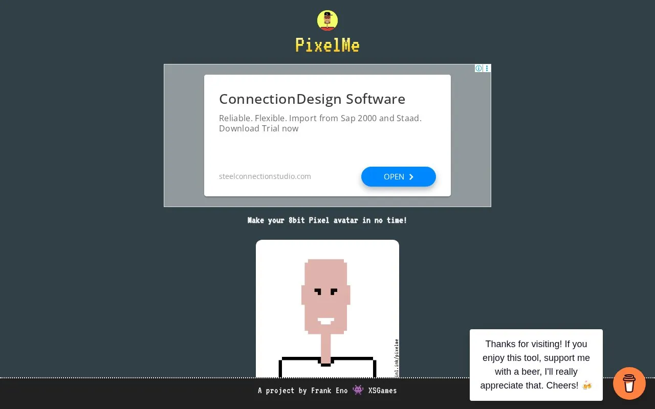 PixelMe homepage screenshot