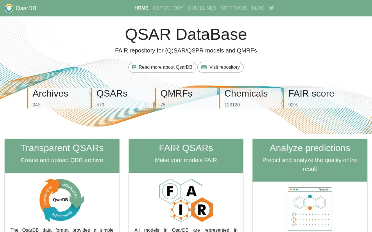 QsarDB homepage screenshot