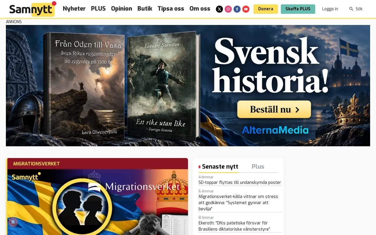 Samhällsnytt homepage screenshot