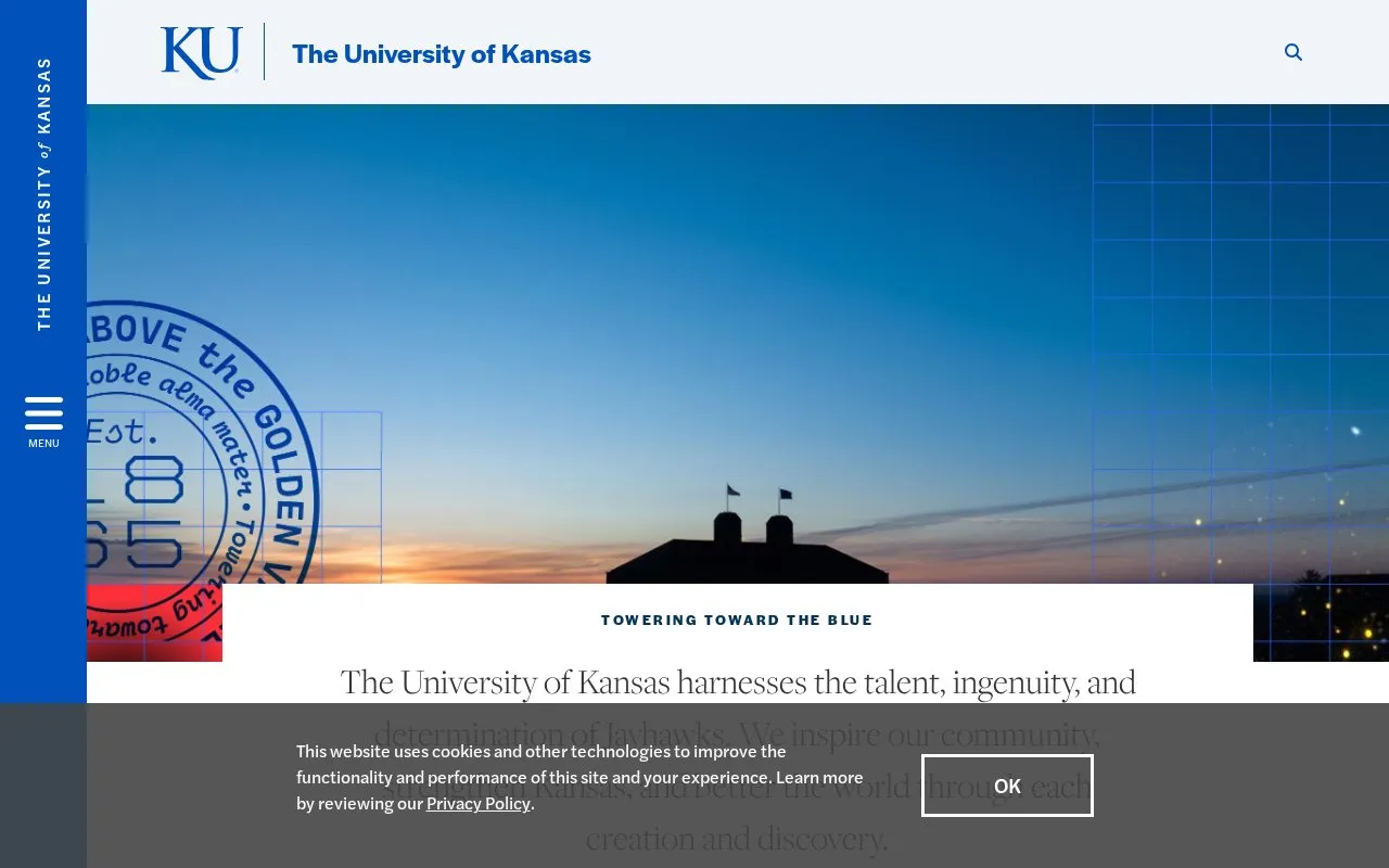 University of Kansas homepage screenshot