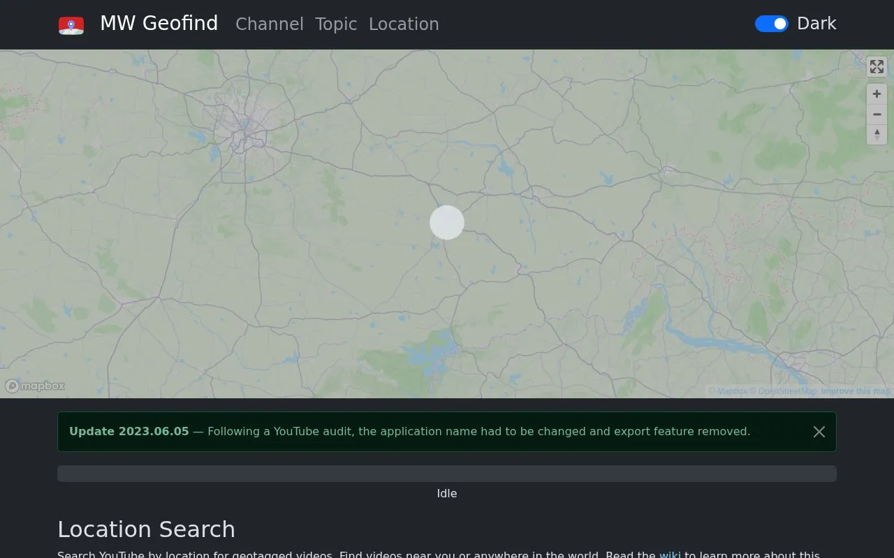 Location Search homepage screenshot
