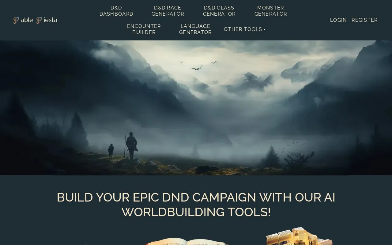 Fable Fiesta homepage screenshot