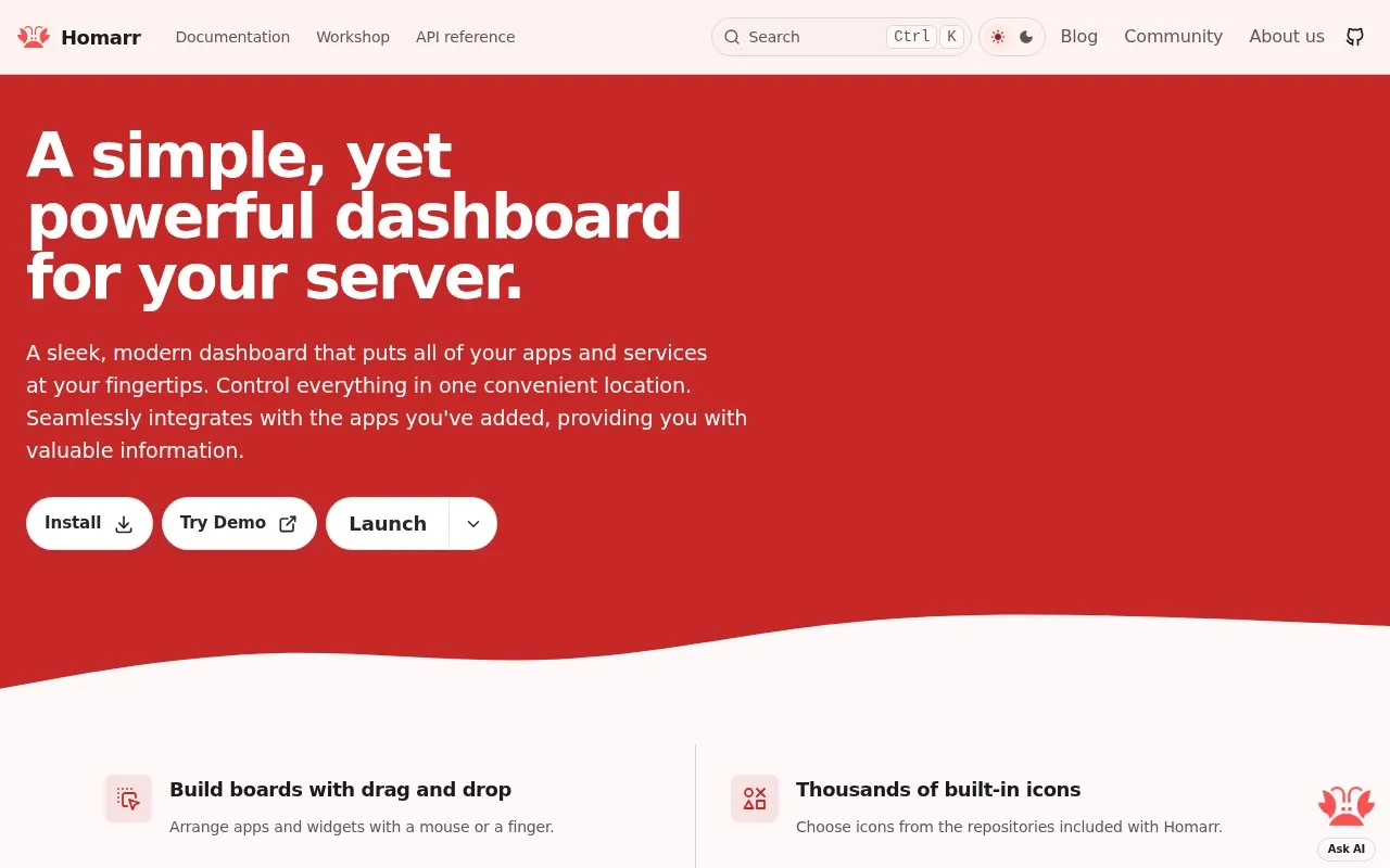 Homarr homepage screenshot