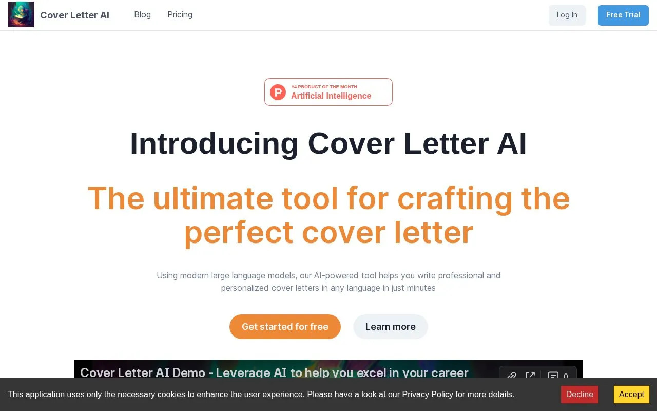 Coverletter-ai homepage screenshot