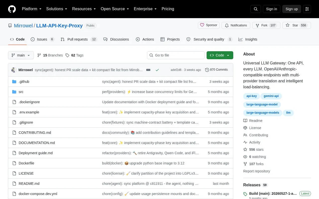 LLM-API-Key-Proxy homepage screenshot