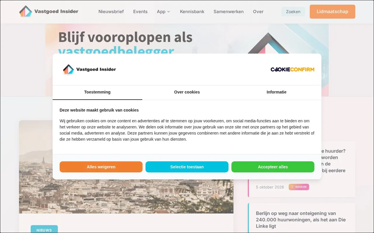 Vastgoed Insider homepage screenshot
