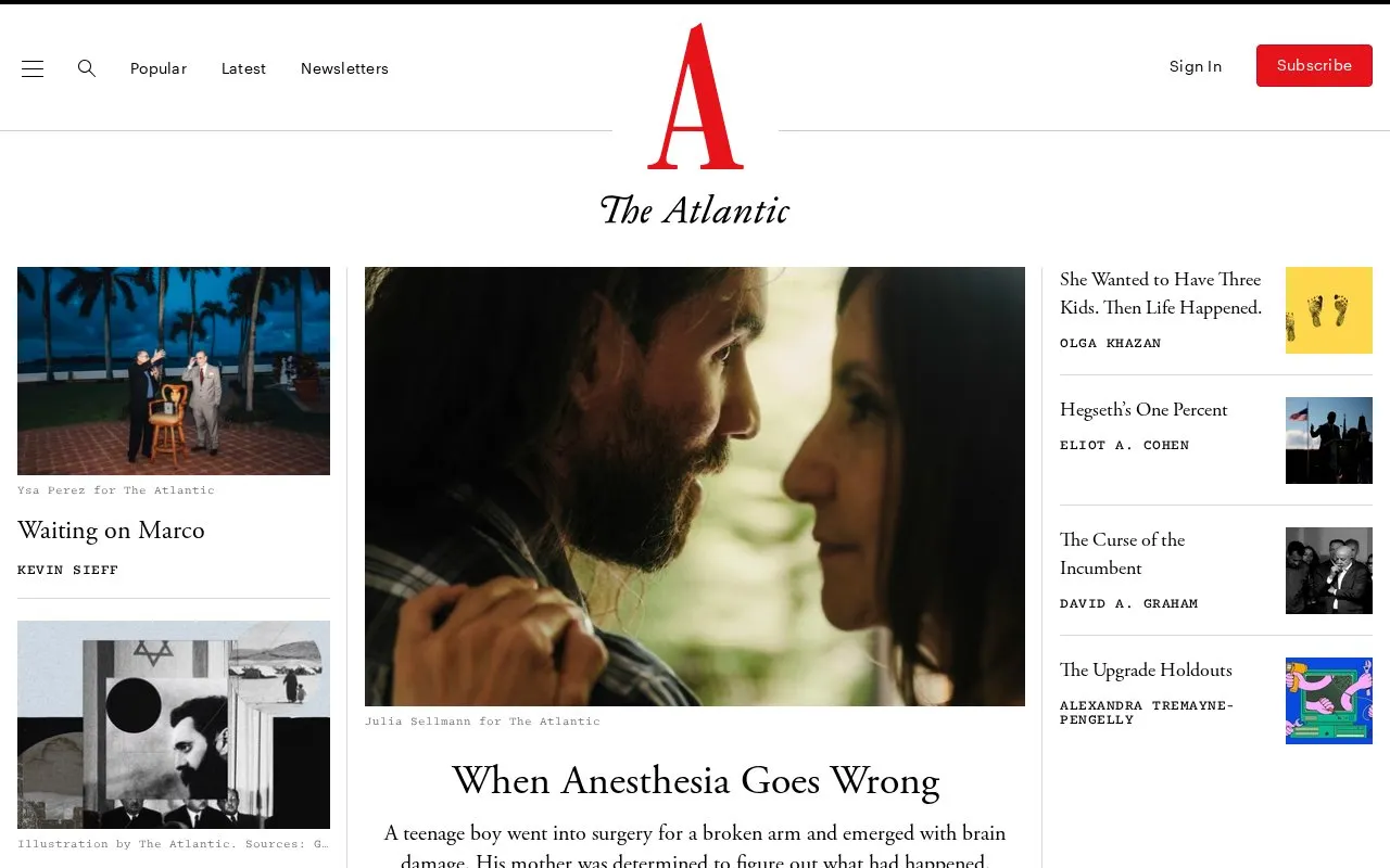 The Atlantic homepage screenshot