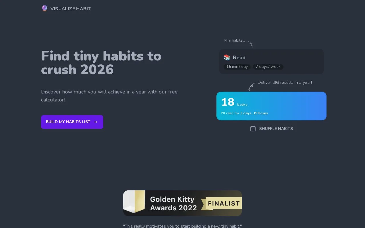 VisualizeHabit homepage screenshot