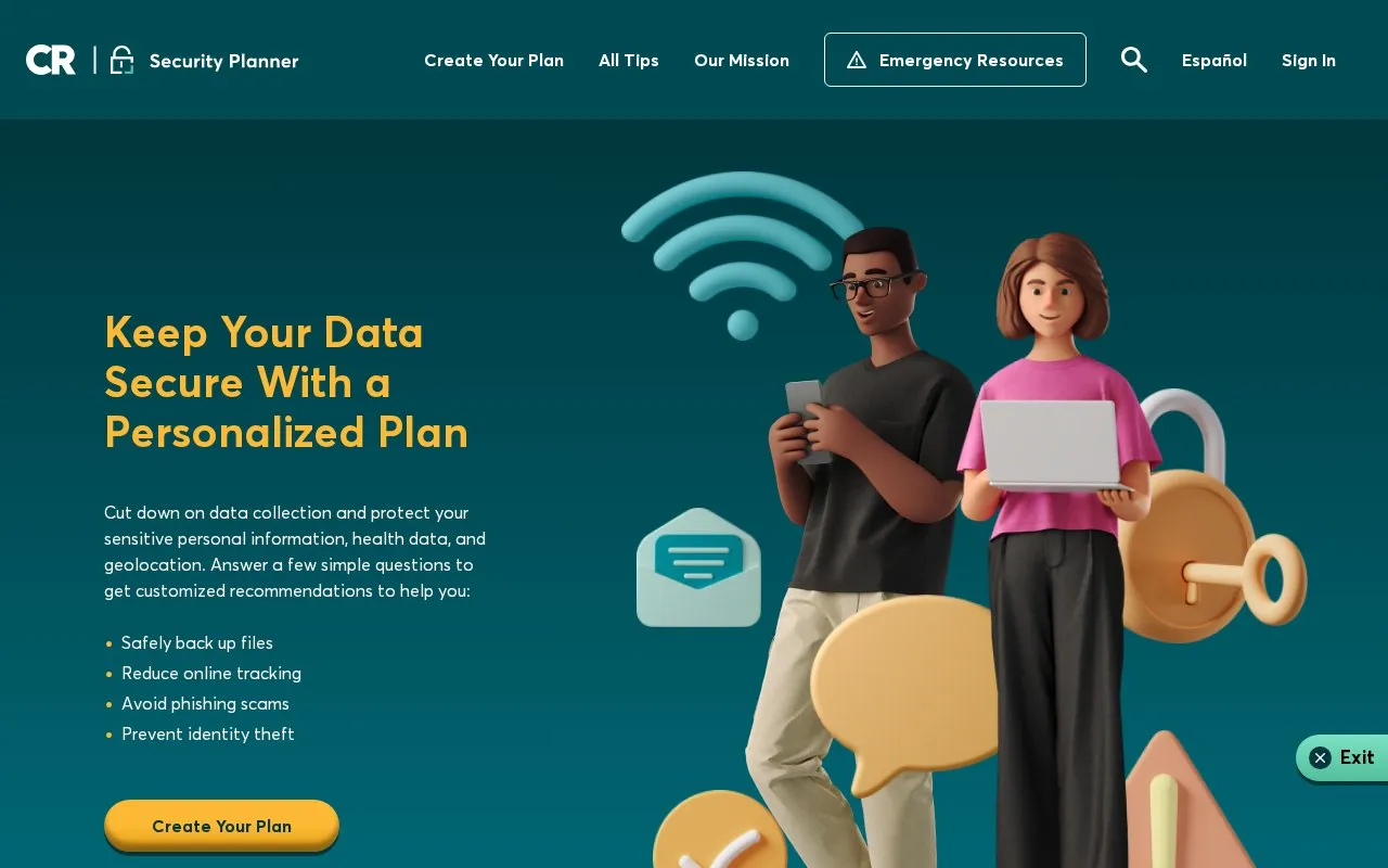 Consumer Reports Security Planner homepage screenshot