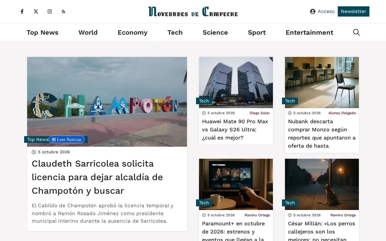 Novedades de Campeche homepage screenshot