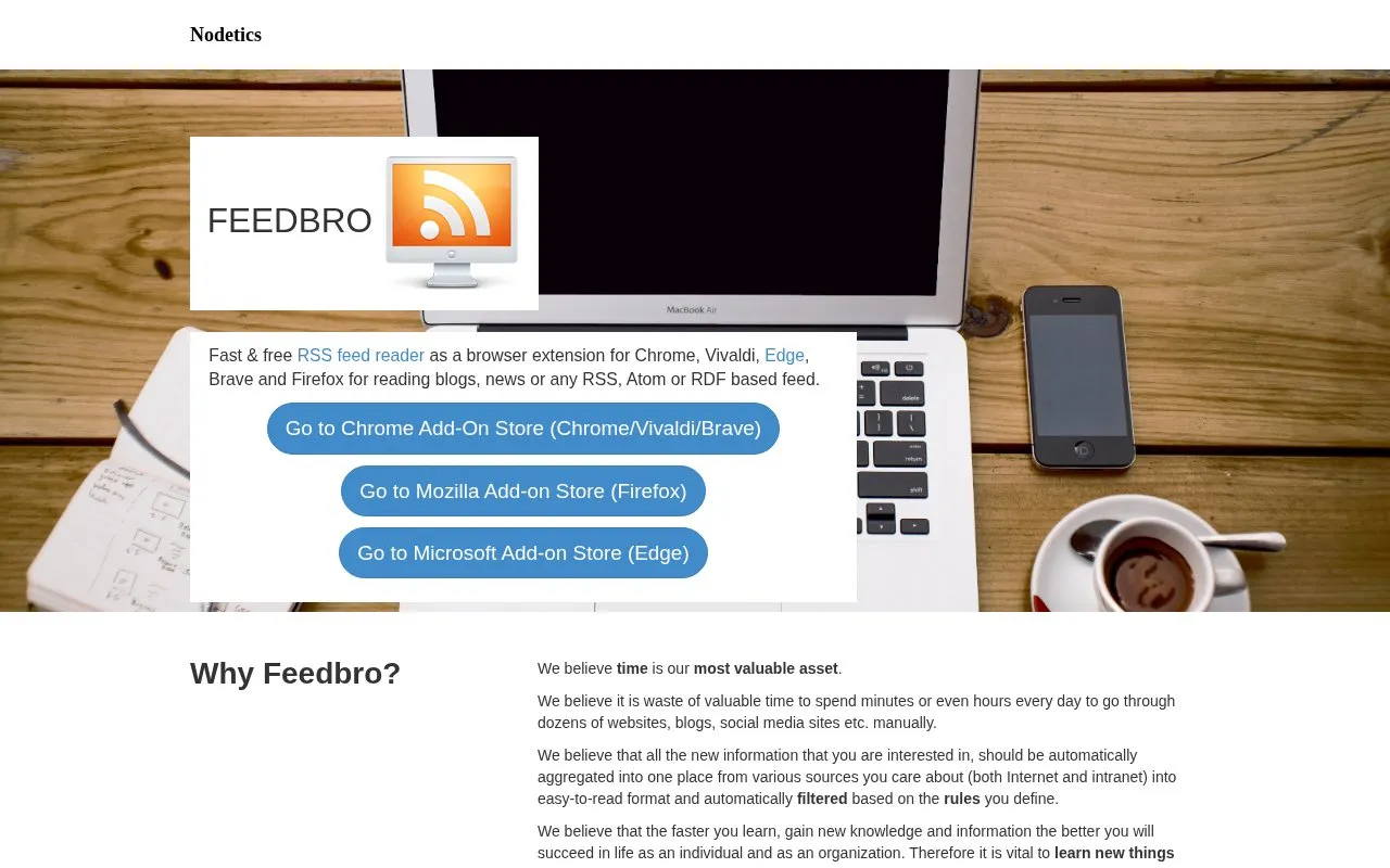 Feedbro homepage screenshot