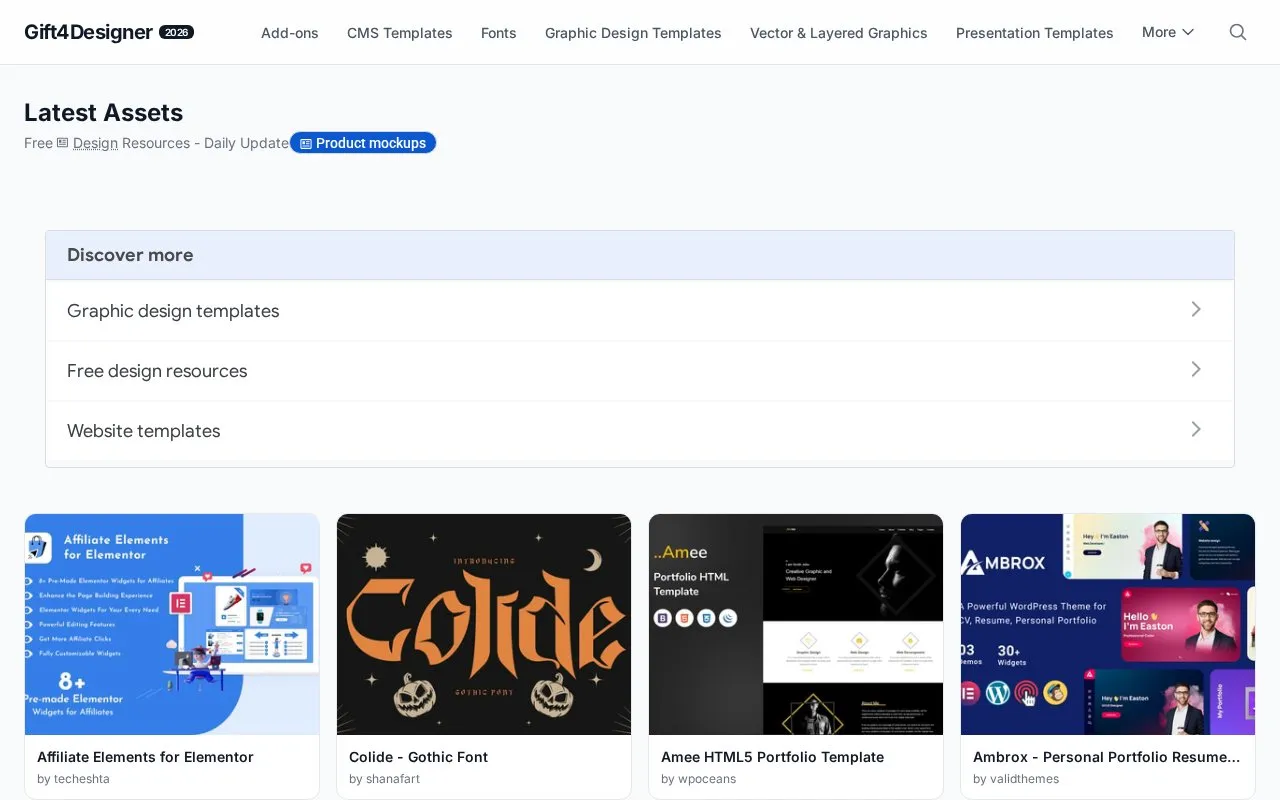 Gift4Designer homepage screenshot